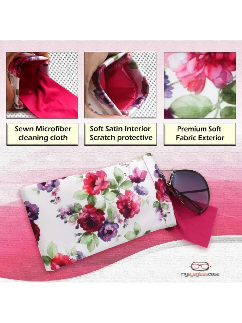 Stylish Hard Shell Eyeglass Case | Protective Glasses Case with Pouch & Cloth